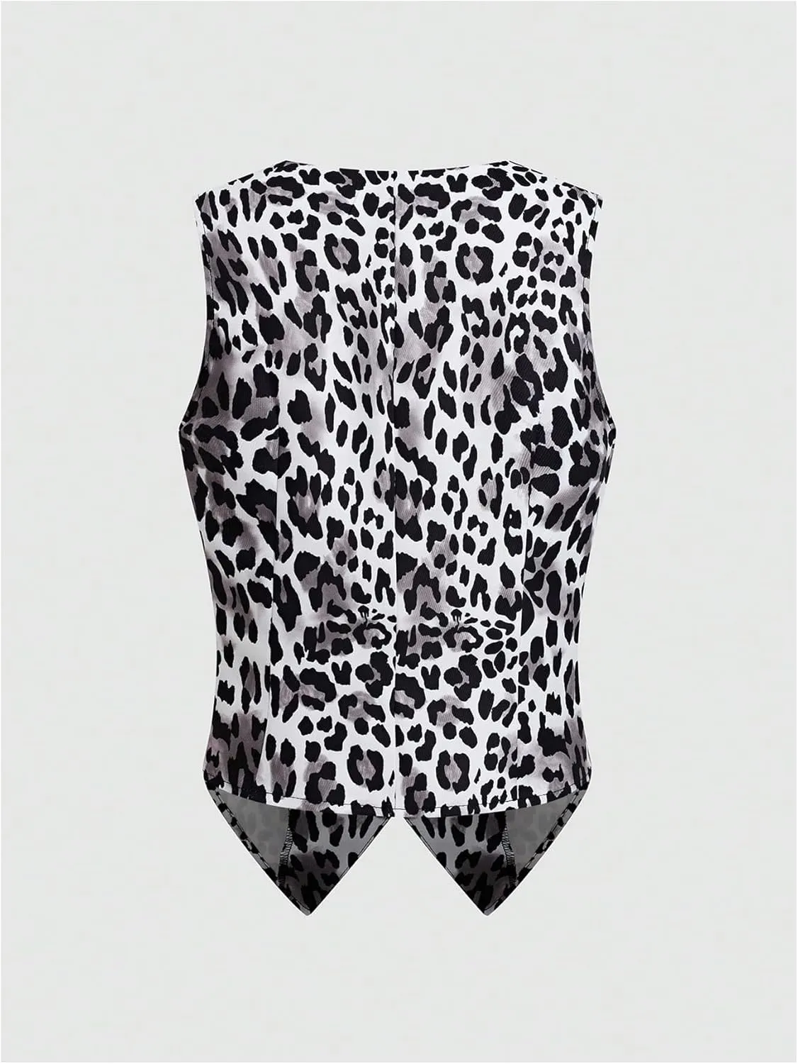 MakeMeChic Women's Leopard Print Vests V Neck Cheetah Vest Sleeveless Jacket Vest Tops Blazer Vests