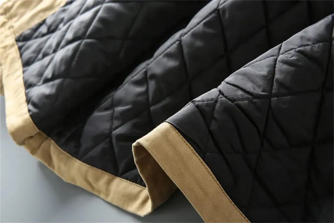 Men's Thick Cotton Padded Cargo Jackets Loose Warm Parkas Multi-Pocket Coat