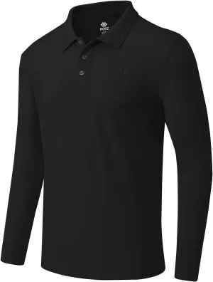 MoFiz Men's Polo Shirts Long Sleeve Golf Shirts Men's Sports Polo Shirts Fit Comfortable Classic Jersey Shirts