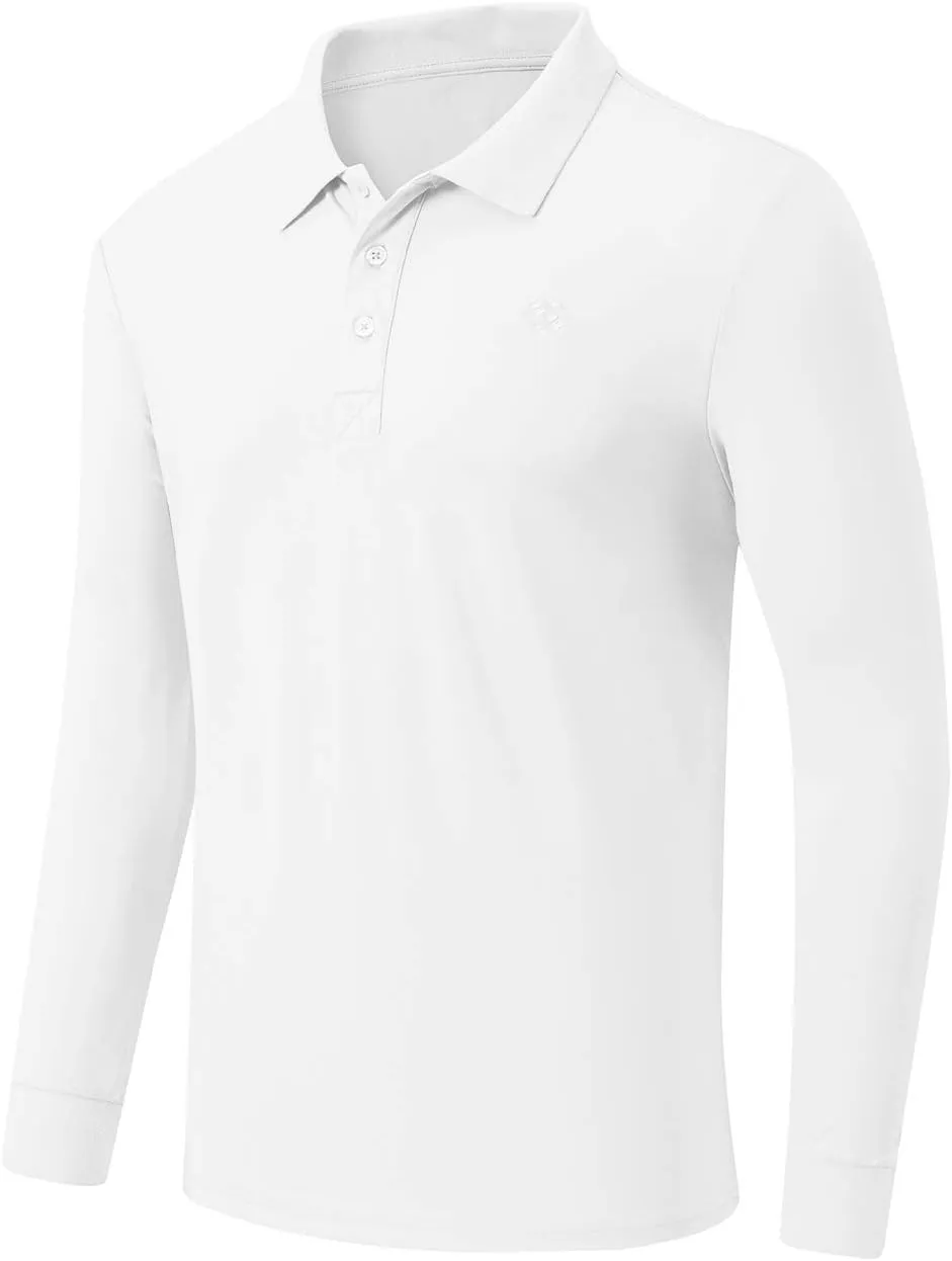 MoFiz Men's Polo Shirts Long Sleeve Golf Shirts Men's Sports Polo Shirts Fit Comfortable Classic Jersey Shirts