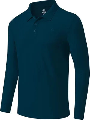 MoFiz Men's Polo Shirts Long Sleeve Golf Shirts Men's Sports Polo Shirts Fit Comfortable Classic Jersey Shirts