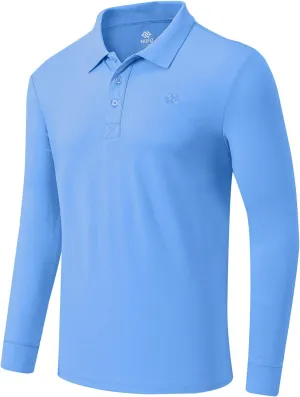 MoFiz Men's Polo Shirts Long Sleeve Golf Shirts Men's Sports Polo Shirts Fit Comfortable Classic Jersey Shirts