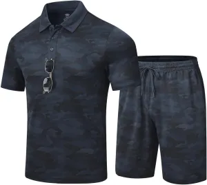 MoFiz Mens Short Sets Outfits Sweatsuits Two Piece Outfits Summer Sets Comfortable Shorts/Shirt Camo