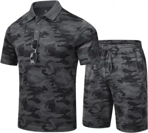 MoFiz Mens Short Sets Outfits Sweatsuits Two Piece Outfits Summer Sets Comfortable Shorts/Shirt Camo