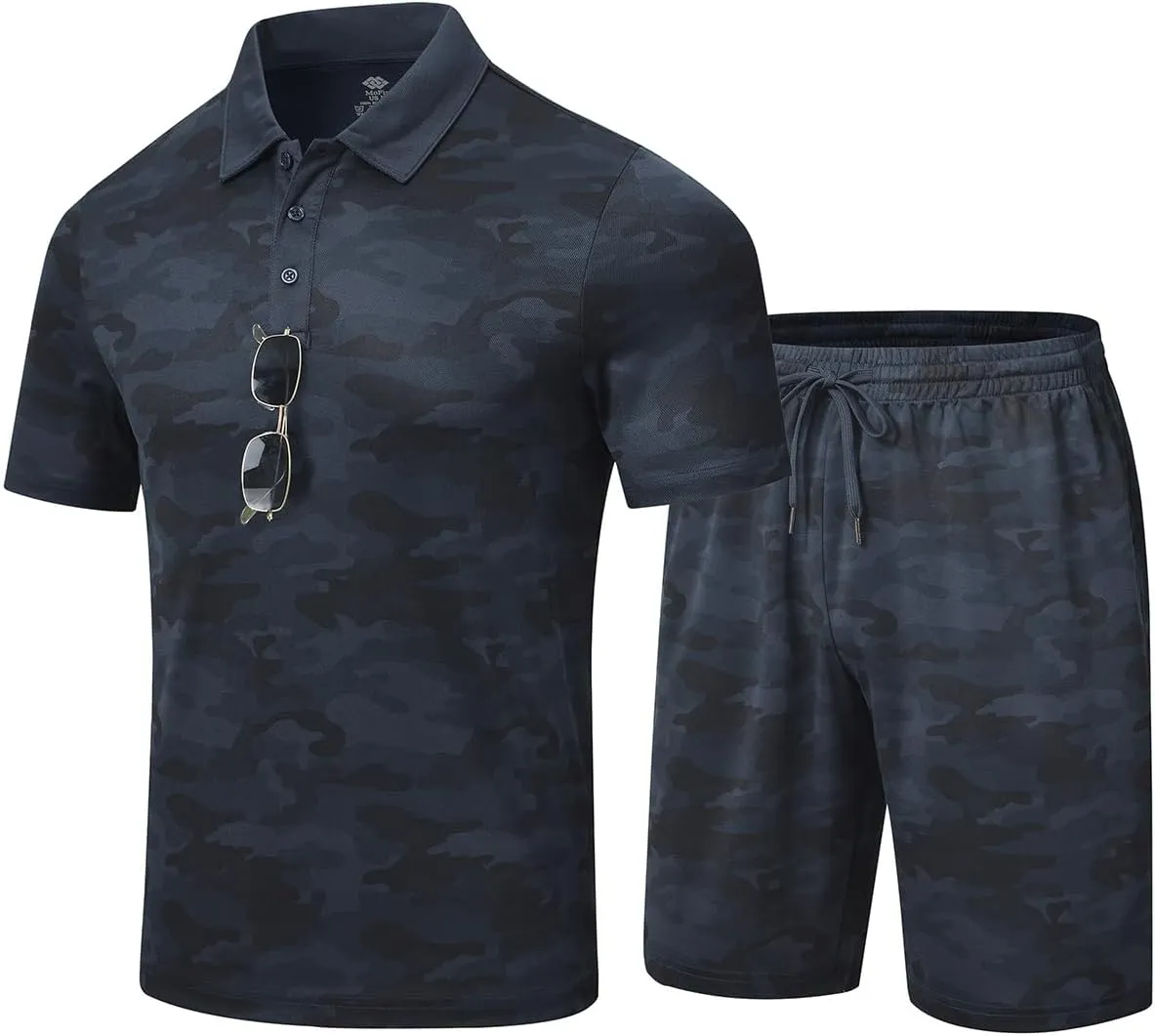 MoFiz Mens Short Sets Outfits Sweatsuits Two Piece Outfits Summer Sets Comfortable Shorts/Shirt Camo