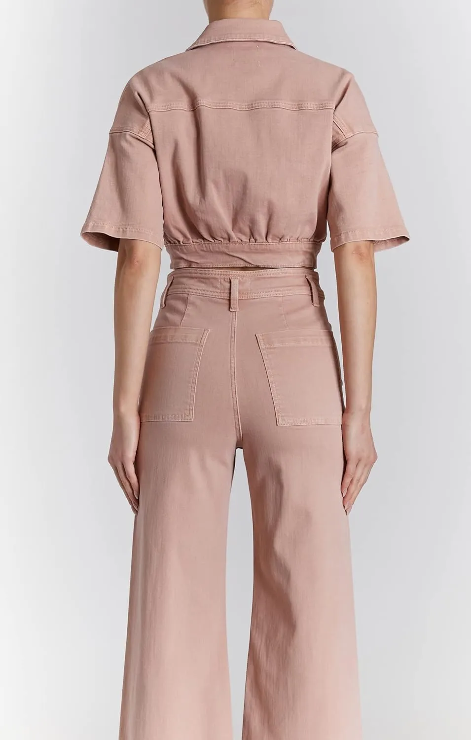 O A T NEW YORK Women's Luxury Clothing Cropped Short Sleeve Denim Jackets with Elastic Waists, Comfortable & Stylish Coats