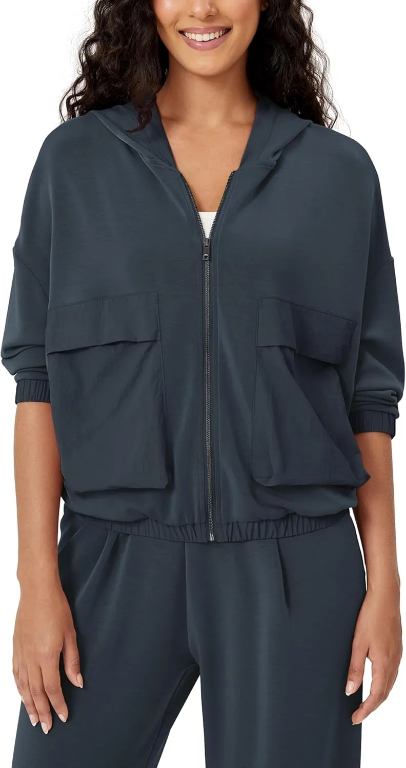ODODOS Women's Modal Soft Full-Zip Hoodies with Pockets Casual Fall Outfit Hooded Jacket