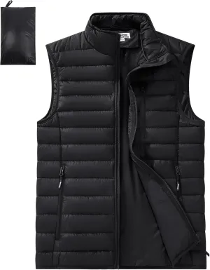 Outdoor Ventures Men's Lightweight Puffer Vest Outerwear Warm Quilted Sleeveless Packable Winter Jacket for Hiking Running