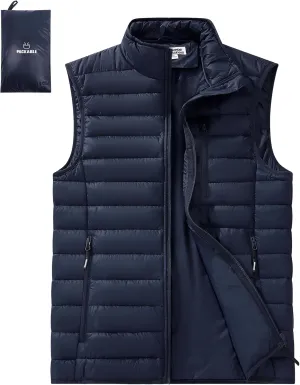Outdoor Ventures Men's Lightweight Puffer Vest Outerwear Warm Quilted Sleeveless Packable Winter Jacket for Hiking Running