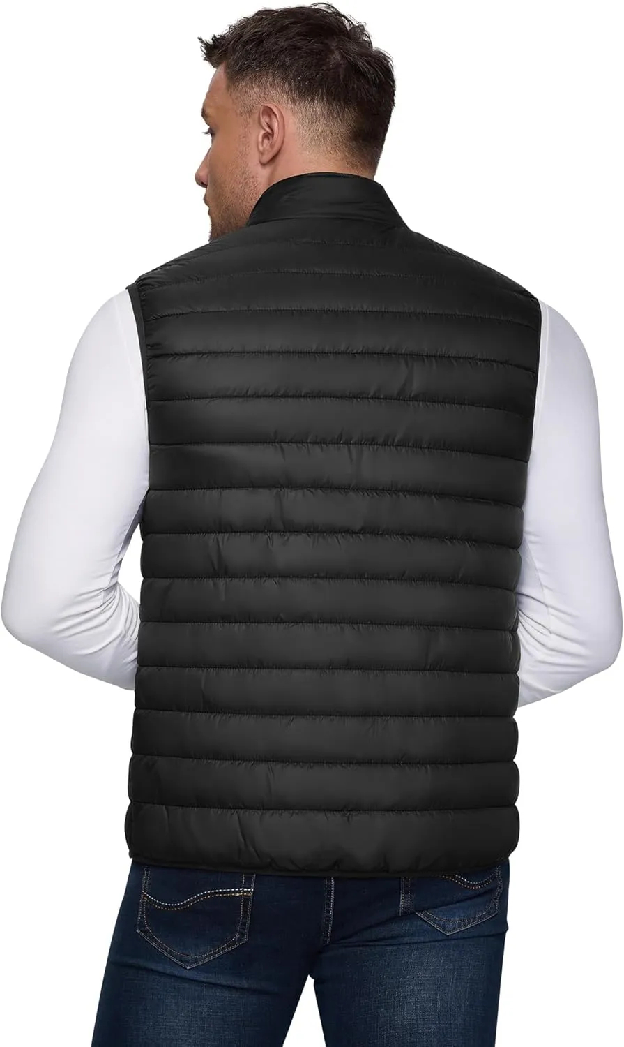 Outdoor Ventures Men's Lightweight Puffer Vest Outerwear Warm Quilted Sleeveless Packable Winter Jacket for Hiking Running