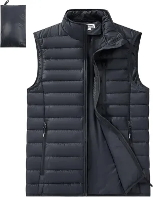 Outdoor Ventures Men's Lightweight Puffer Vest Outerwear Warm Quilted Sleeveless Packable Winter Jacket for Hiking Running