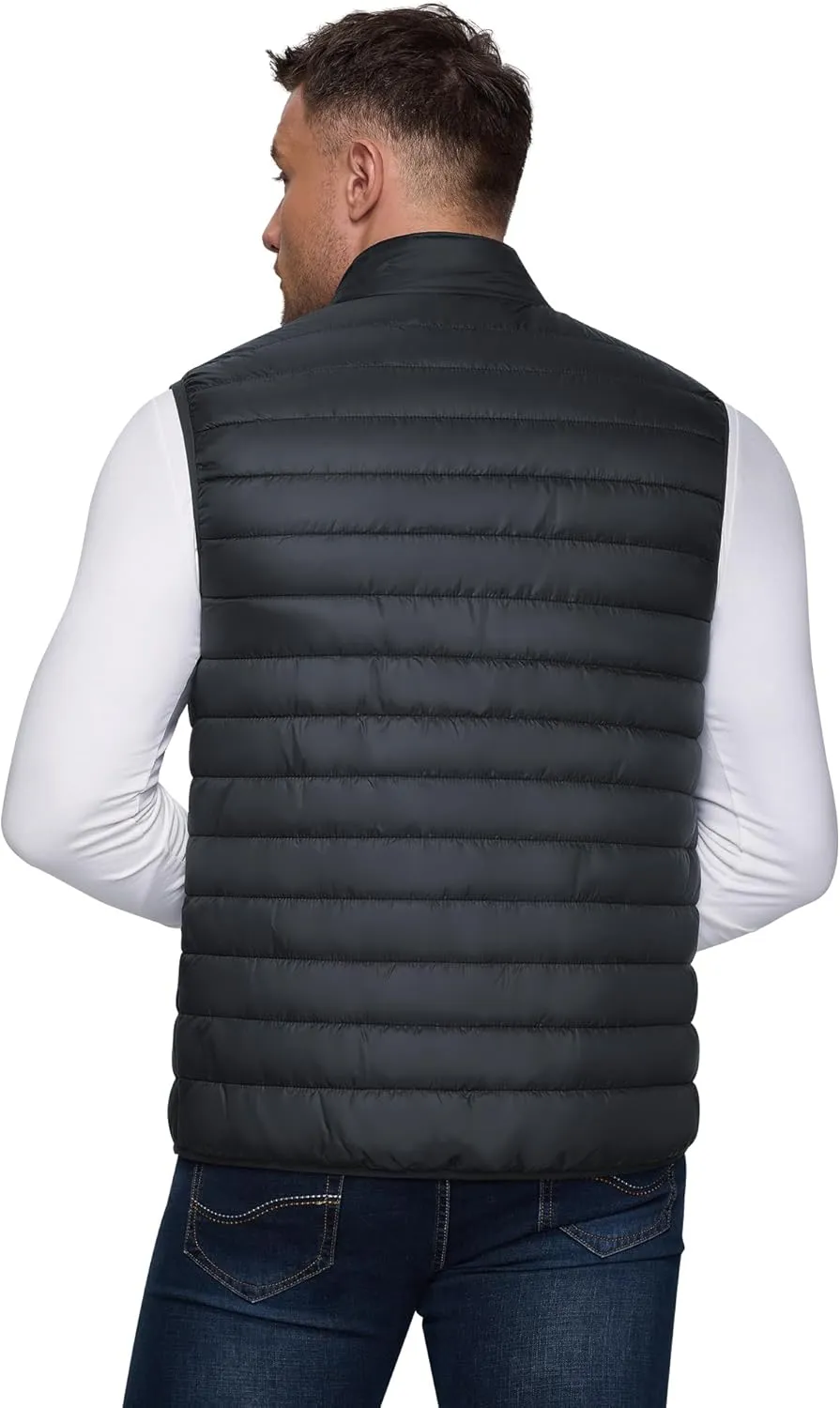 Outdoor Ventures Men's Lightweight Puffer Vest Outerwear Warm Quilted Sleeveless Packable Winter Jacket for Hiking Running