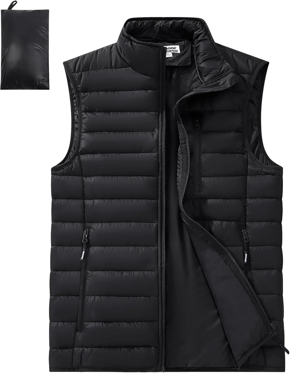 Outdoor Ventures Men's Lightweight Puffer Vest Outerwear Warm Quilted Sleeveless Packable Winter Jacket for Hiking Running