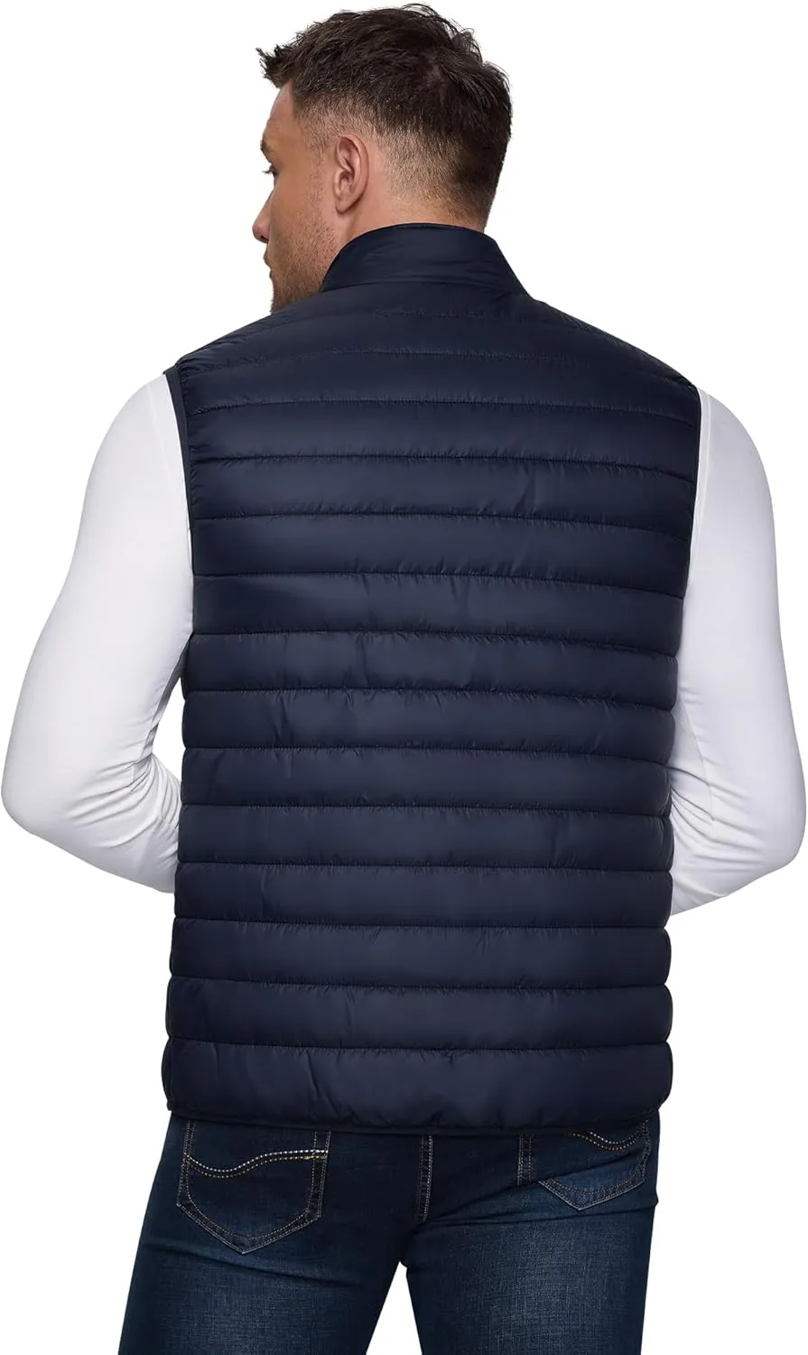 Outdoor Ventures Men's Lightweight Puffer Vest Outerwear Warm Quilted Sleeveless Packable Winter Jacket for Hiking Running