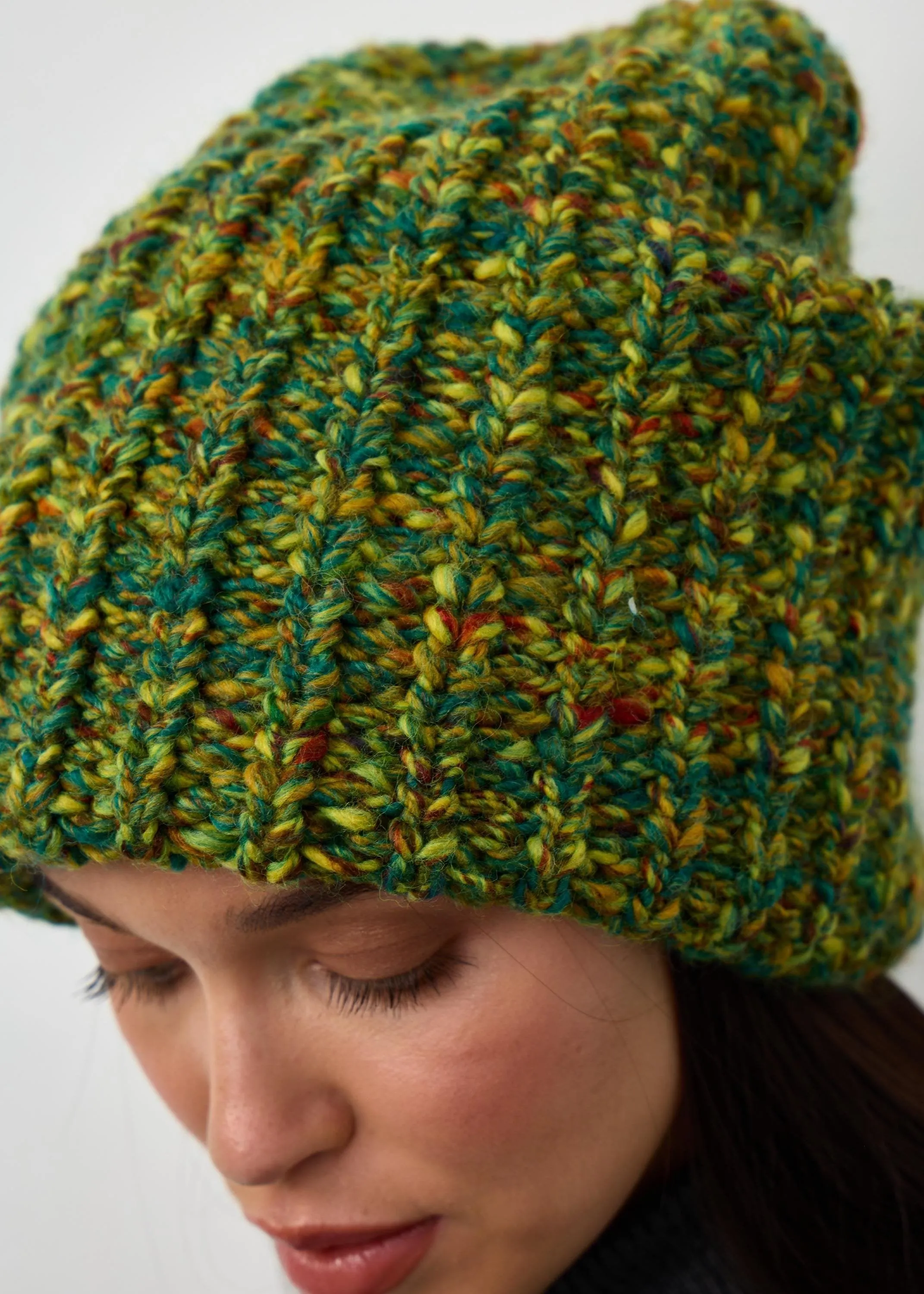 Oversized Double-Layer Wool Hat in Khaki