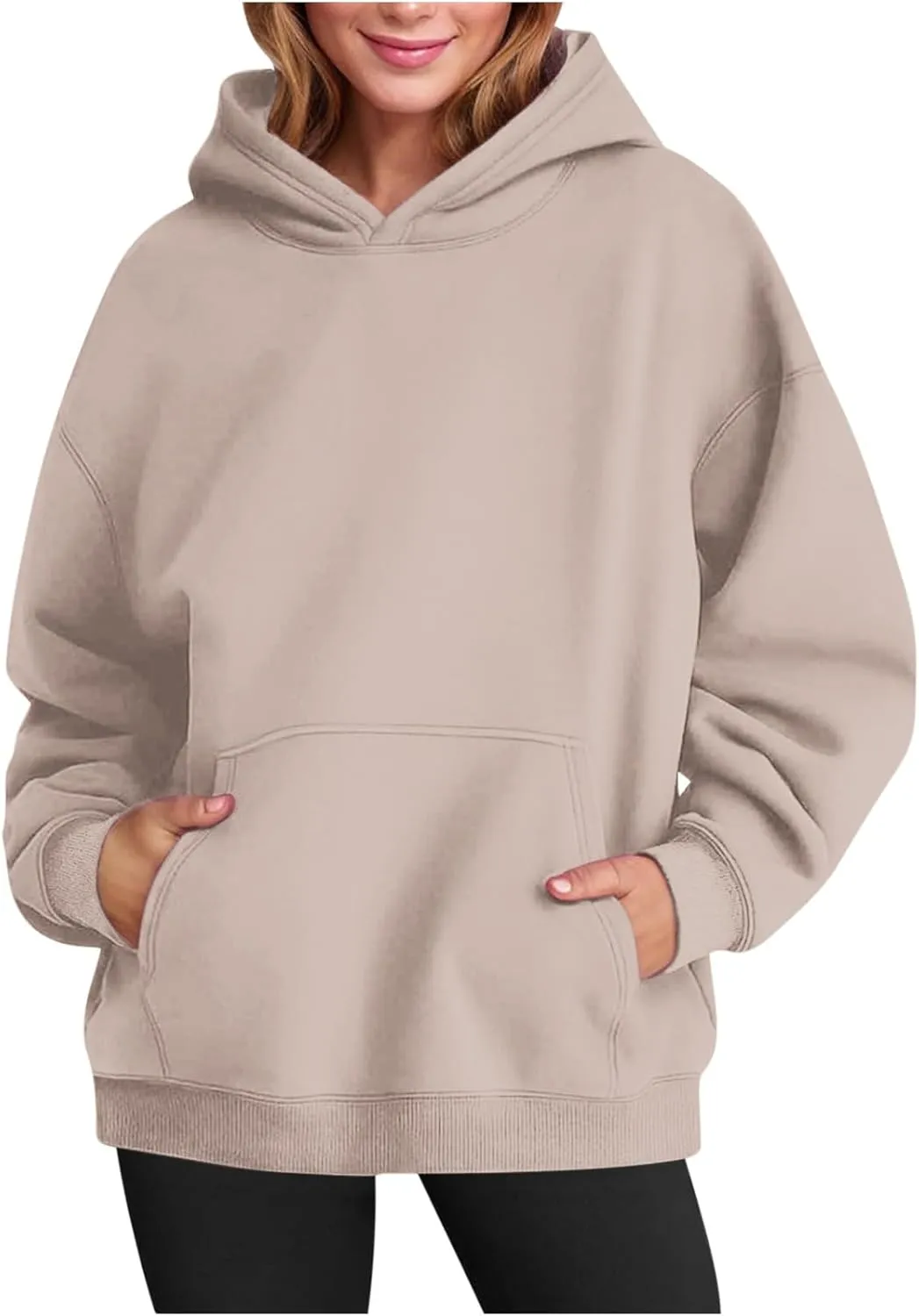 Oversized Hoodies for Women 2024 Stylish Baggy Solid Basic Pullover Sweatshirts Casual Outdoor Comfy Soft Fall Outfit