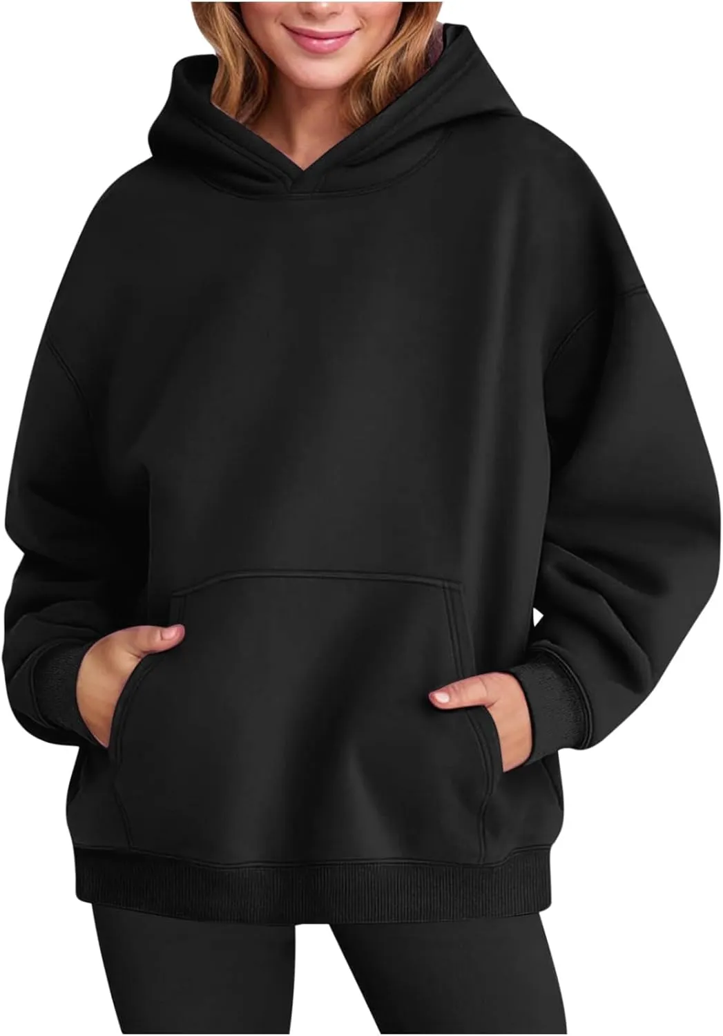 Oversized Hoodies for Women 2024 Stylish Baggy Solid Basic Pullover Sweatshirts Casual Outdoor Comfy Soft Fall Outfit