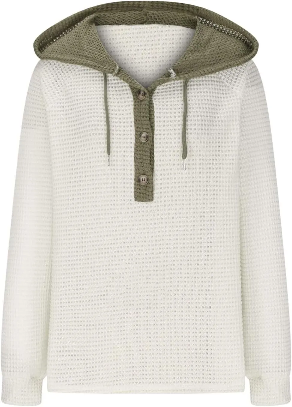 Oversized Hoodies for Women Soft V Neck Waffle Knit Hooded Sweatshirt Lightweight Fall Long Sleeve Pullover Sweaters