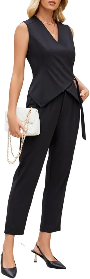 Pants Suits for Women Business Casual Sets Summer Vest and Pants Set 2025 Dressy 2 Piece Outfits