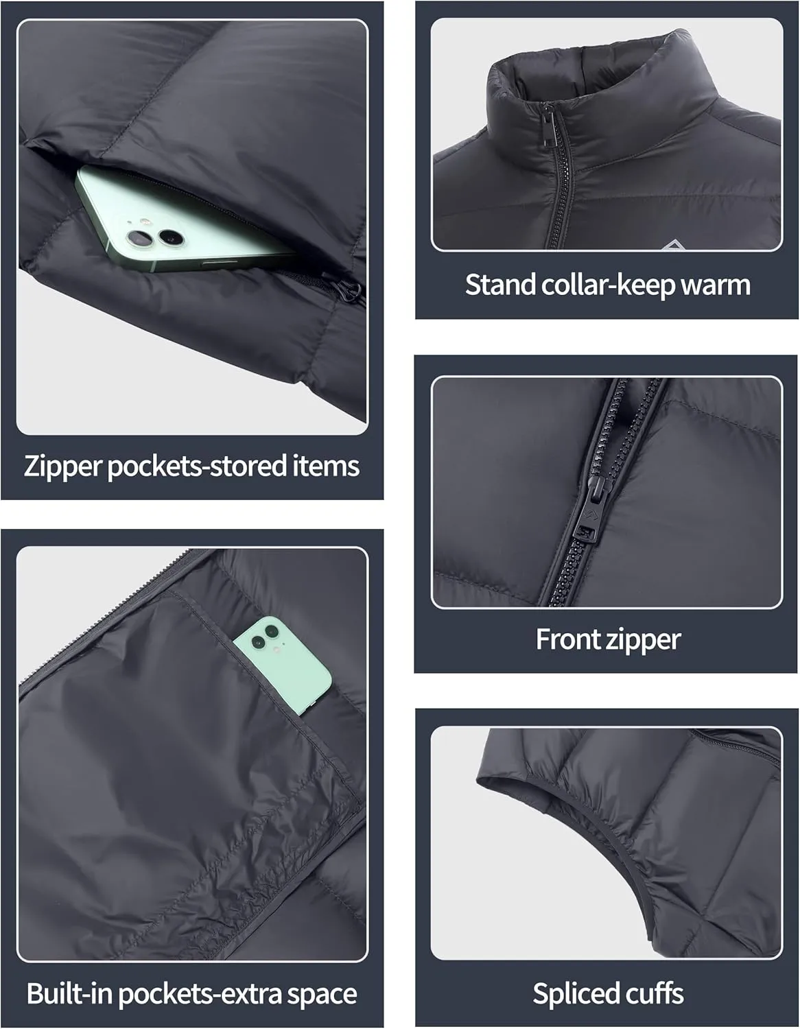 Pioneer Camp Men's Lightweight Down Vest Fill Power 700 Packable Puffer Vest Sleeveless Warm Puffy Outerwear