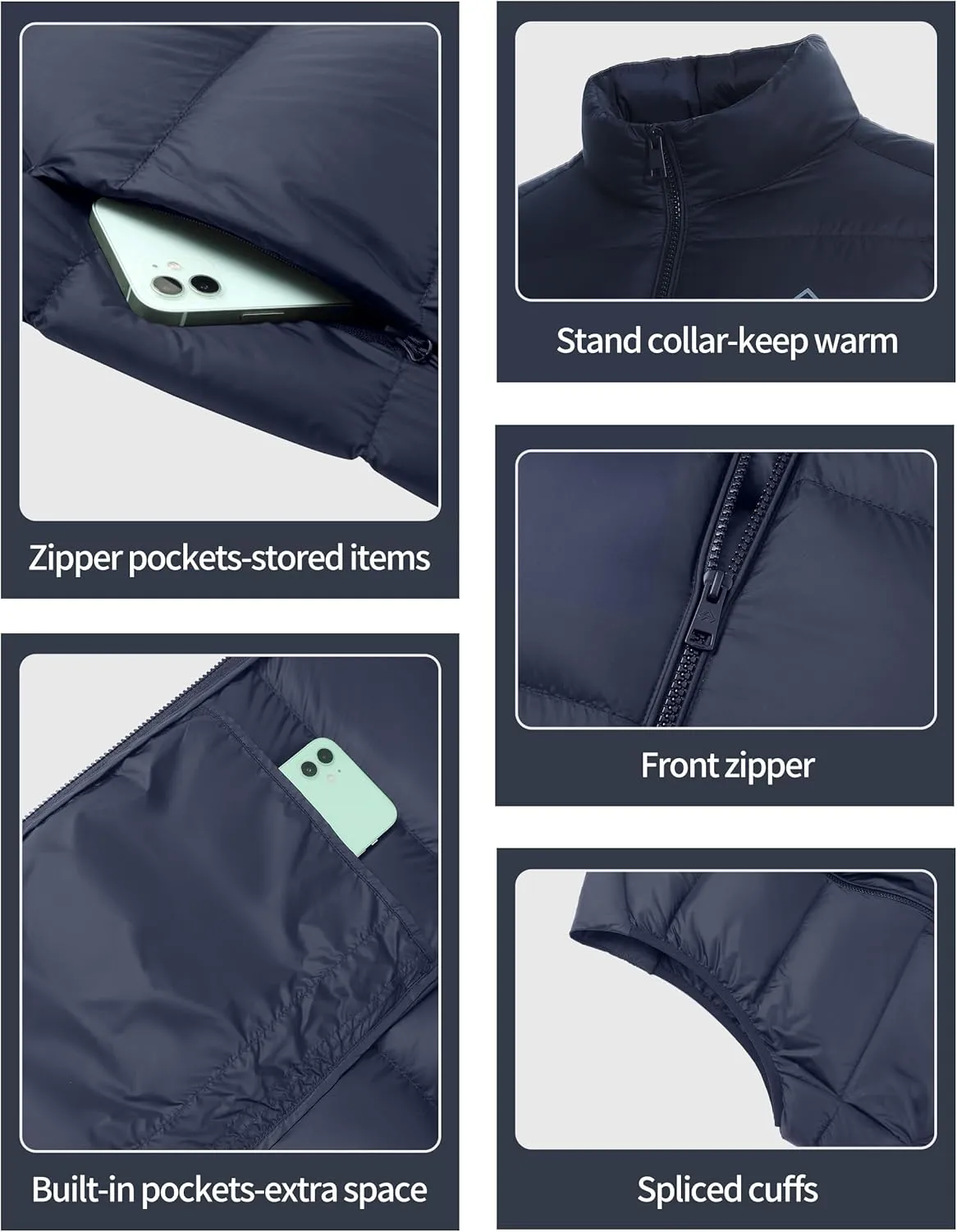 Pioneer Camp Men's Lightweight Down Vest Fill Power 700 Packable Puffer Vest Sleeveless Warm Puffy Outerwear