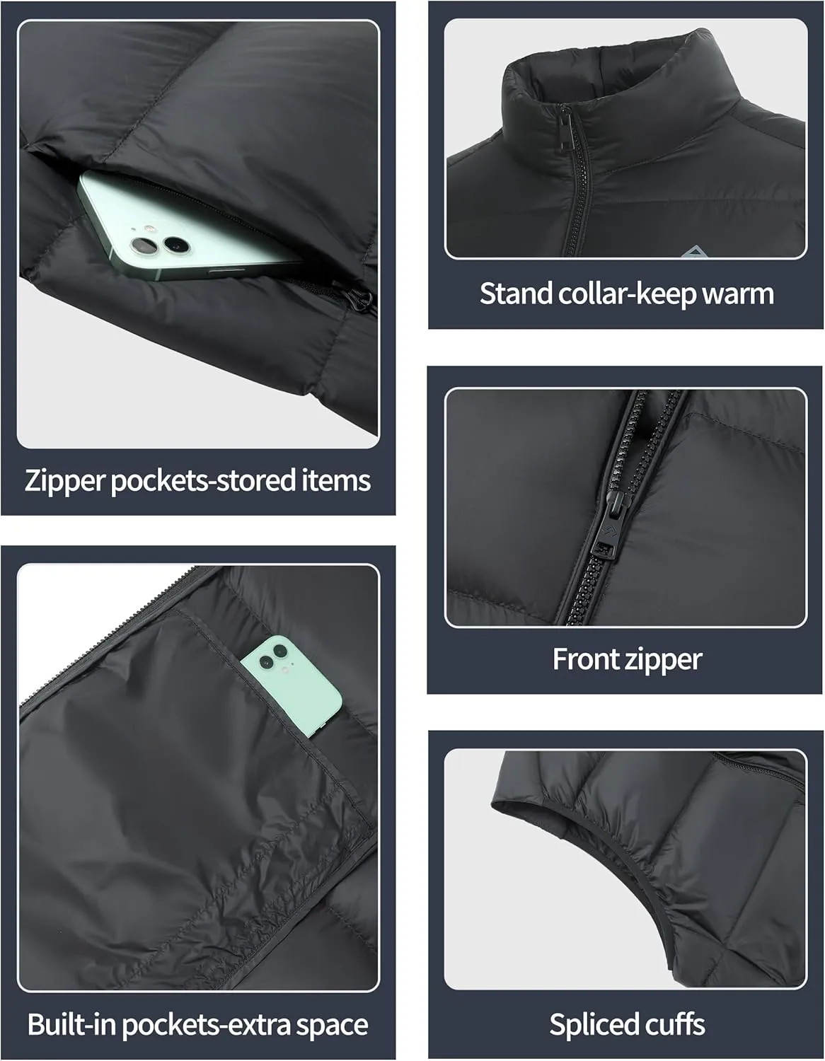 Pioneer Camp Men's Lightweight Down Vest Fill Power 700 Packable Puffer Vest Sleeveless Warm Puffy Outerwear
