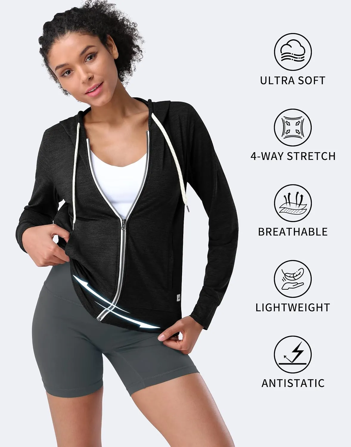 Pioneer Camp Women's Full Zip Up Workout Hoodie Soft Lightweight Hooded Sweatshirts Sweat Jacket Athletic Gym Yoga Casual