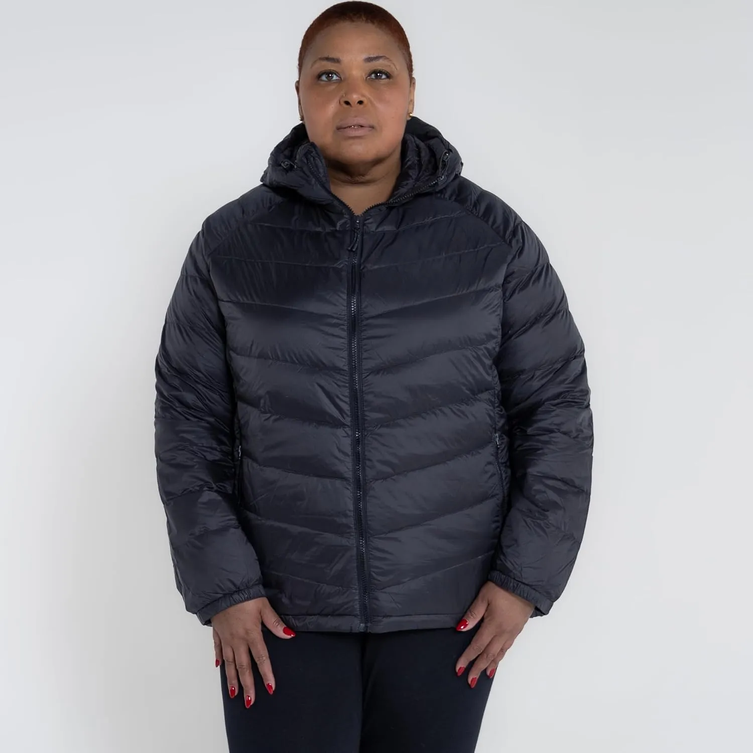 Plus Size 1X-6X Packable Down Jacket Hooded Coat