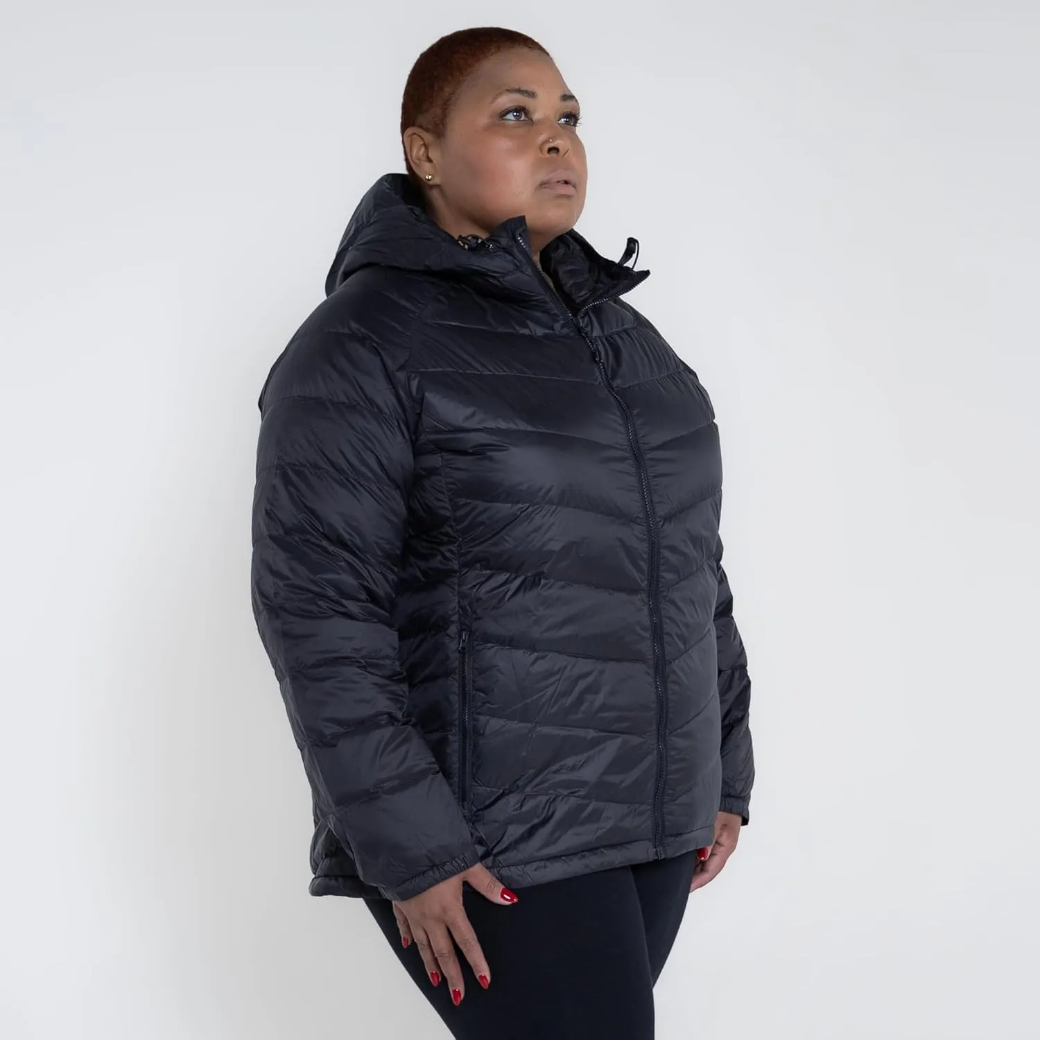 Plus Size 1X-6X Packable Down Jacket Hooded Coat