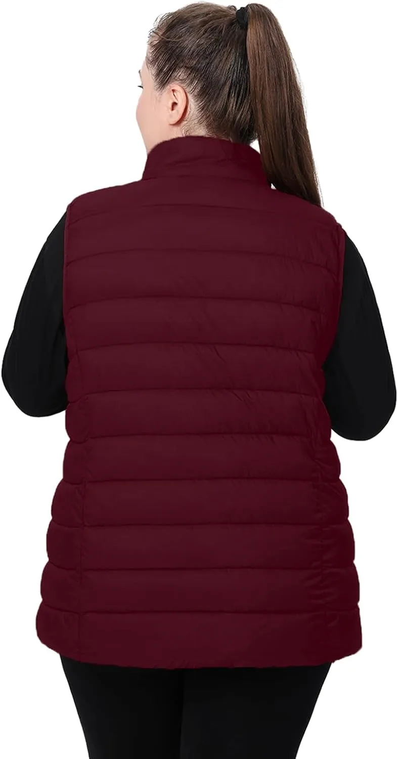 Plus Size Women's Packable Puffer Vest 1X-6X Water-Resistant Quilted Puffy Vest (Exclusively for Plus Size)