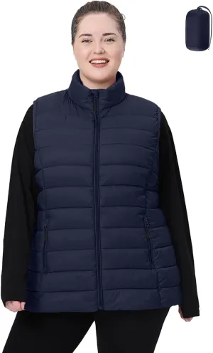 Plus Size Women's Packable Puffer Vest 1X-6X Water-Resistant Quilted Puffy Vest (Exclusively for Plus Size)