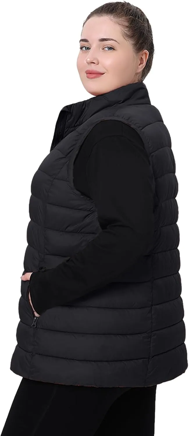 Plus Size Women's Packable Puffer Vest 1X-6X Water-Resistant Quilted Puffy Vest (Exclusively for Plus Size)
