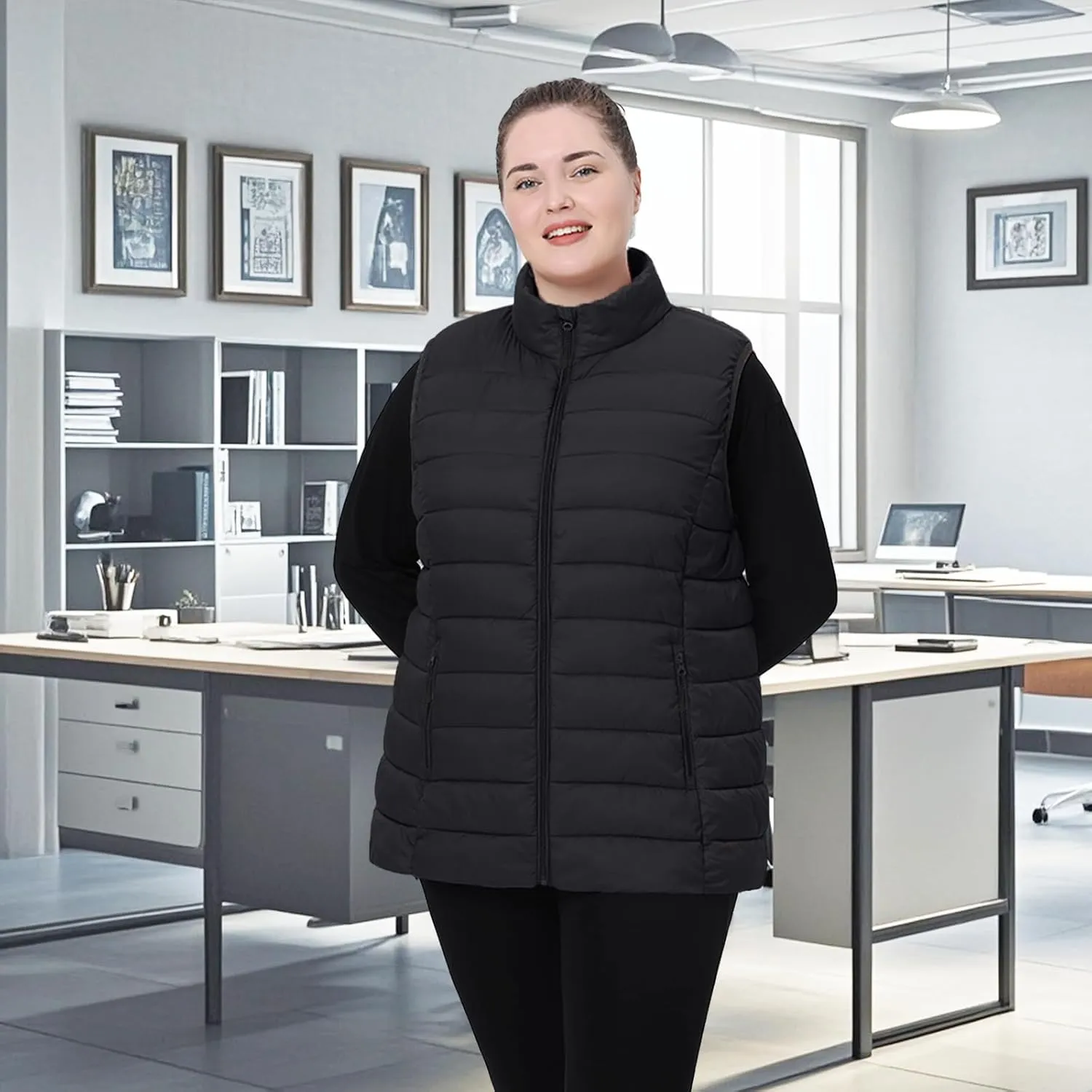 Plus Size Women's Packable Puffer Vest 1X-6X Water-Resistant Quilted Puffy Vest (Exclusively for Plus Size)