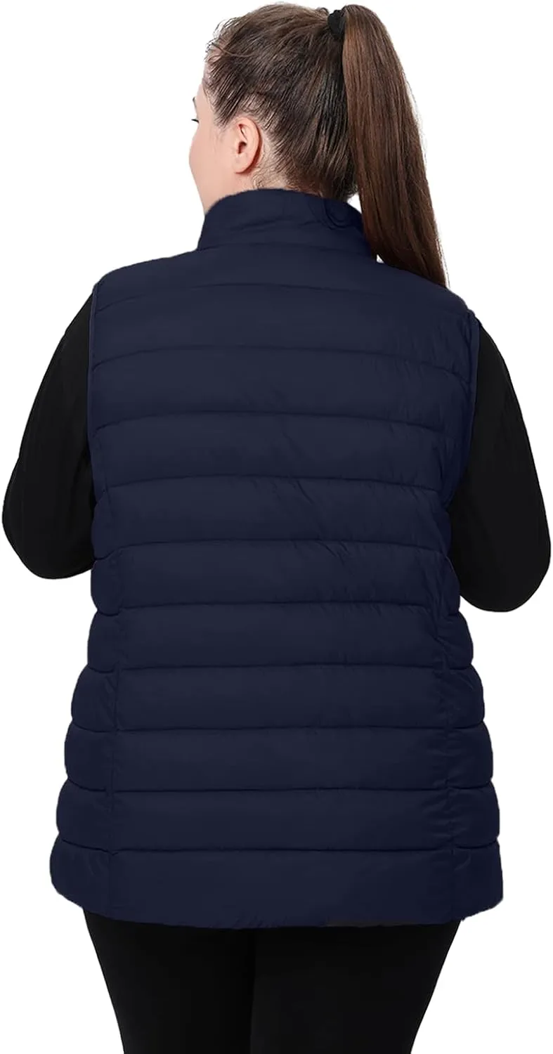 Plus Size Women's Packable Puffer Vest 1X-6X Water-Resistant Quilted Puffy Vest (Exclusively for Plus Size)