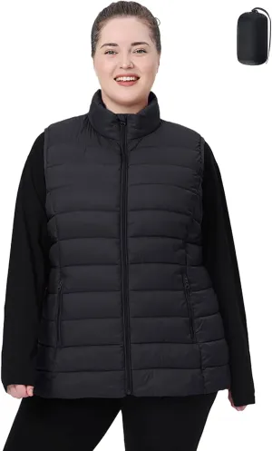 Plus Size Women's Packable Puffer Vest 1X-6X Water-Resistant Quilted Puffy Vest (Exclusively for Plus Size)
