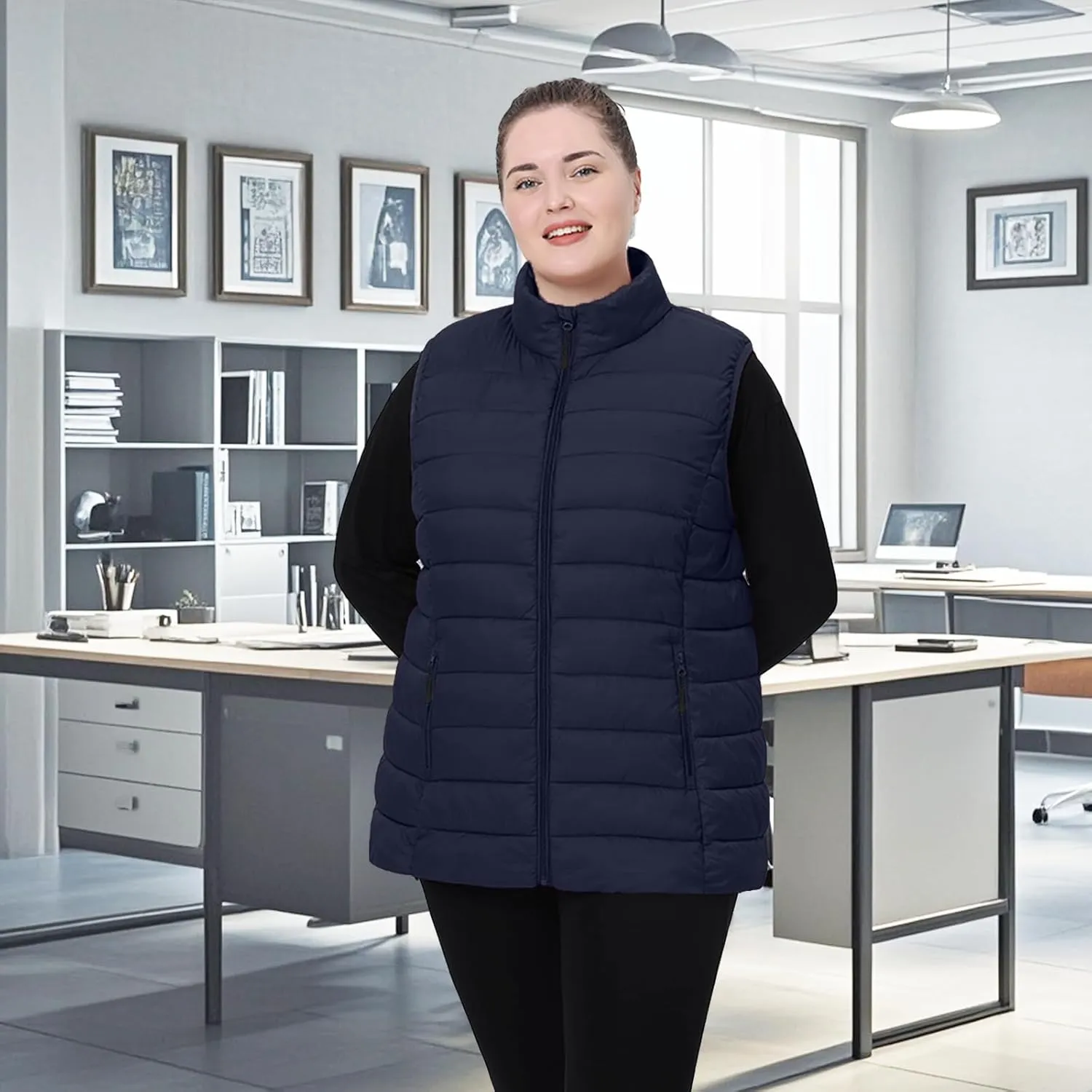 Plus Size Women's Packable Puffer Vest 1X-6X Water-Resistant Quilted Puffy Vest (Exclusively for Plus Size)