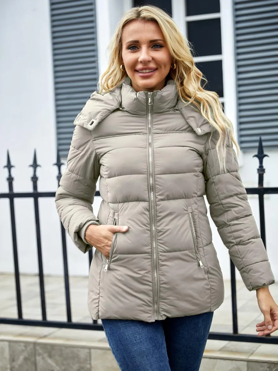 Puffer Jacket Womens Winter Coat with Hood Warm Lightweight Thickened Packable Down Jacket