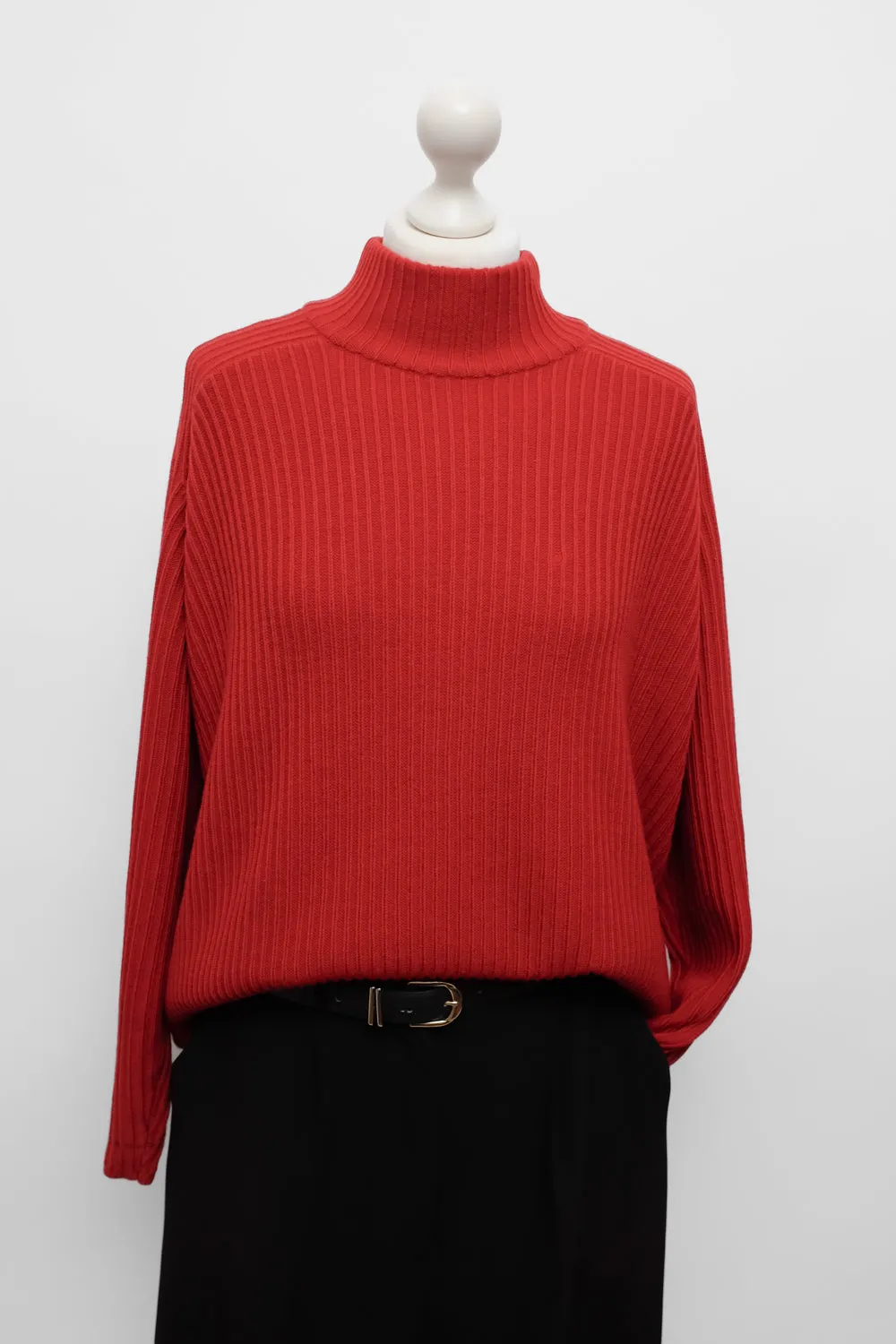 PURE WOOL MOCK NECK JOOP RED VINTAGE SWEATER