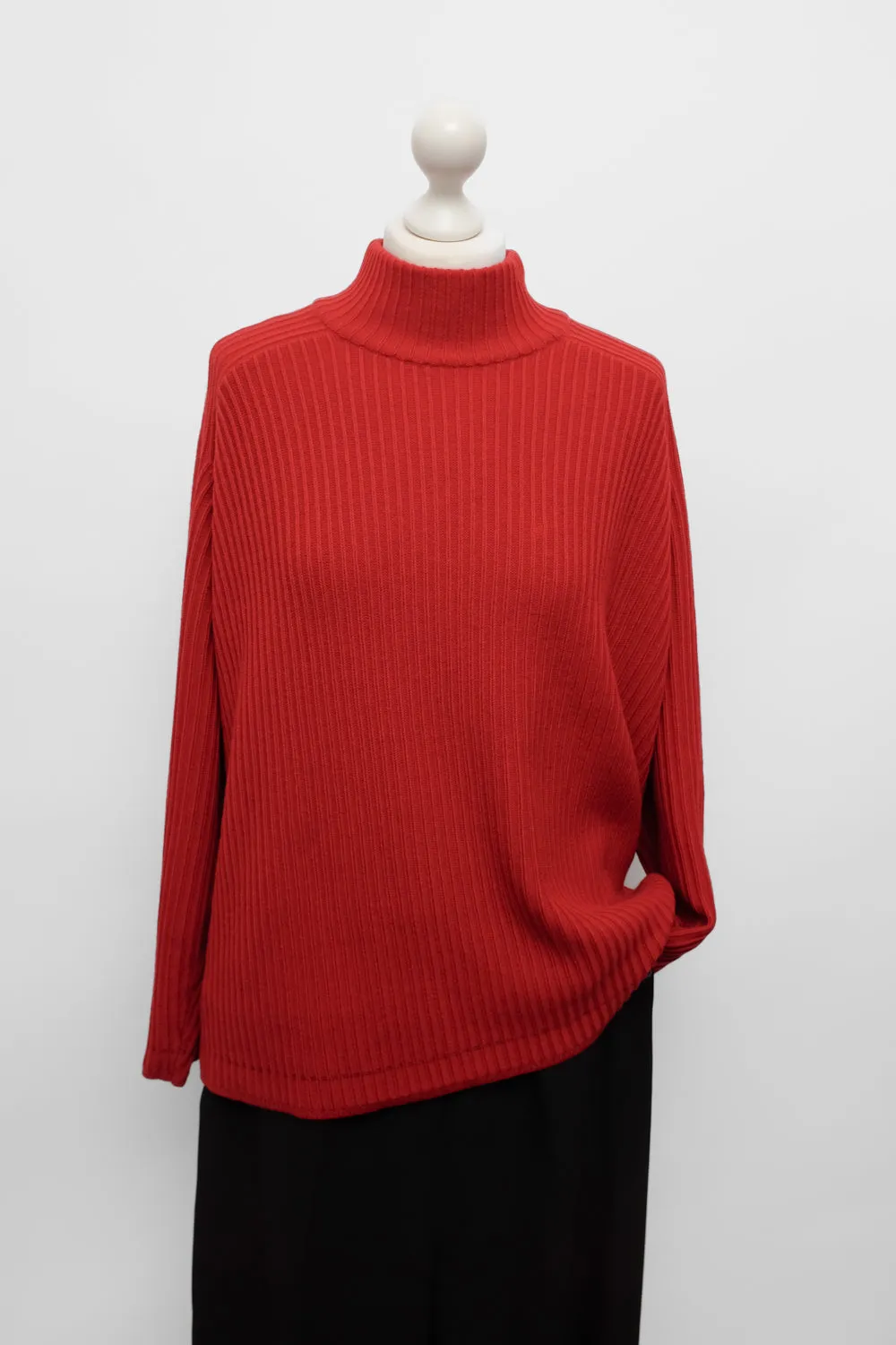 PURE WOOL MOCK NECK JOOP RED VINTAGE SWEATER