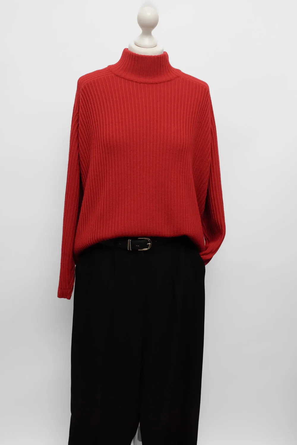 PURE WOOL MOCK NECK JOOP RED VINTAGE SWEATER