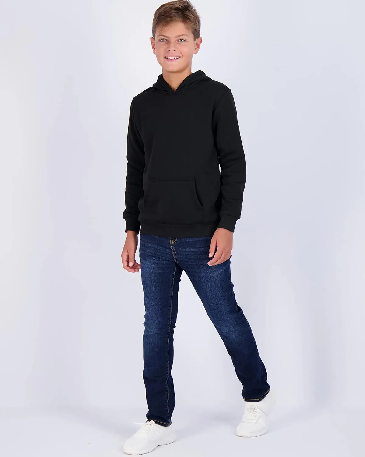 Real Essentials 3 Pack: Youth Fleece Long Sleeve Soft Pullover Hoodie Sweatshirt - Boys & Girls