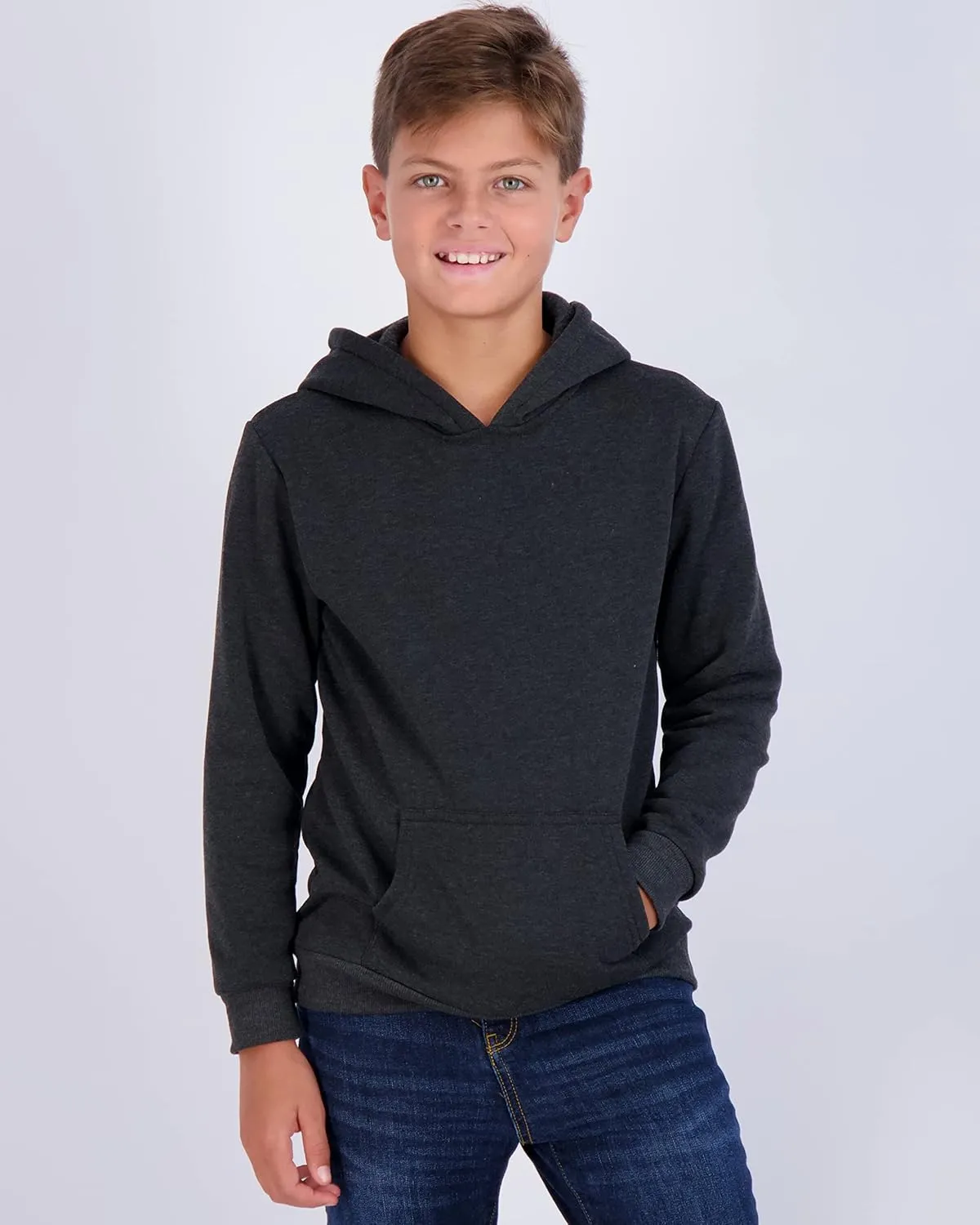 Real Essentials 3 Pack: Youth Fleece Long Sleeve Soft Pullover Hoodie Sweatshirt - Boys & Girls
