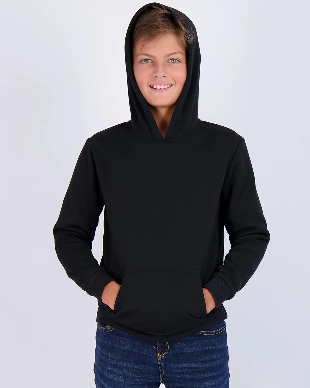 Real Essentials 3 Pack: Youth Fleece Long Sleeve Soft Pullover Hoodie Sweatshirt - Boys & Girls