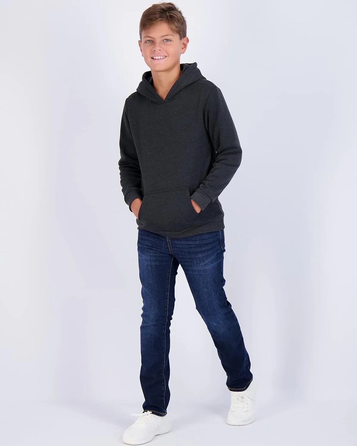 Real Essentials 3 Pack: Youth Fleece Long Sleeve Soft Pullover Hoodie Sweatshirt - Boys & Girls