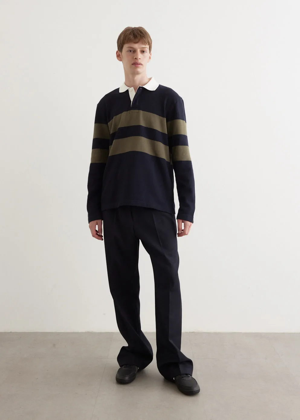 Ruben Brushed Stripe Long Sleeve Polo