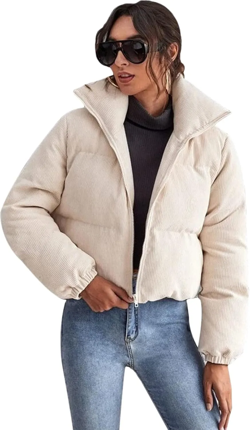 sandbank Women's Winter Parka Jacket Warm Stand Collar Cotton Quilted Down Coat