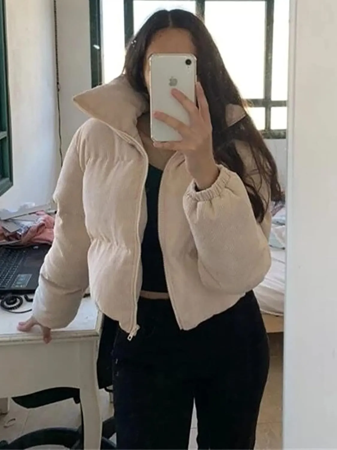 sandbank Women's Winter Parka Jacket Warm Stand Collar Cotton Quilted Down Coat