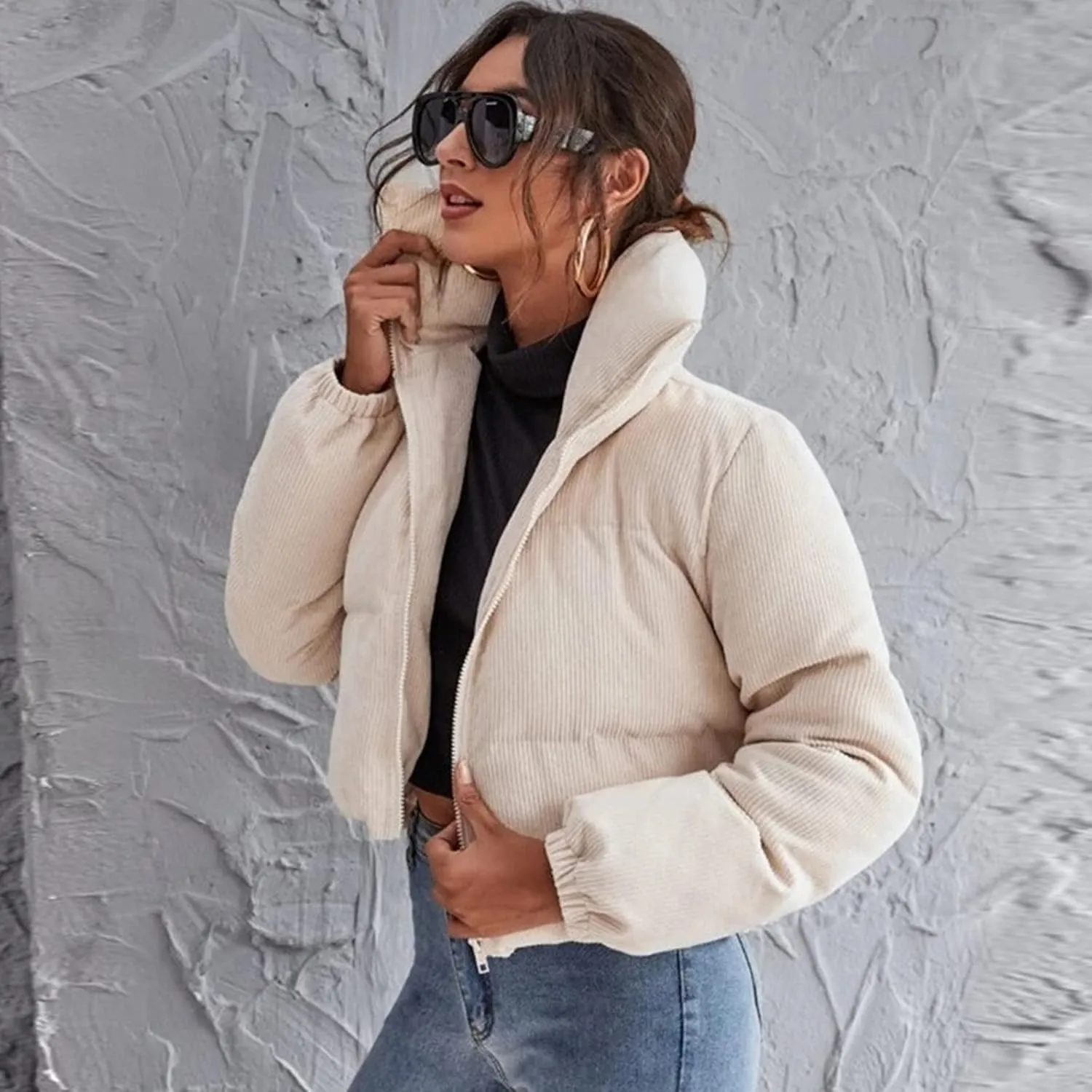 sandbank Women's Winter Parka Jacket Warm Stand Collar Cotton Quilted Down Coat