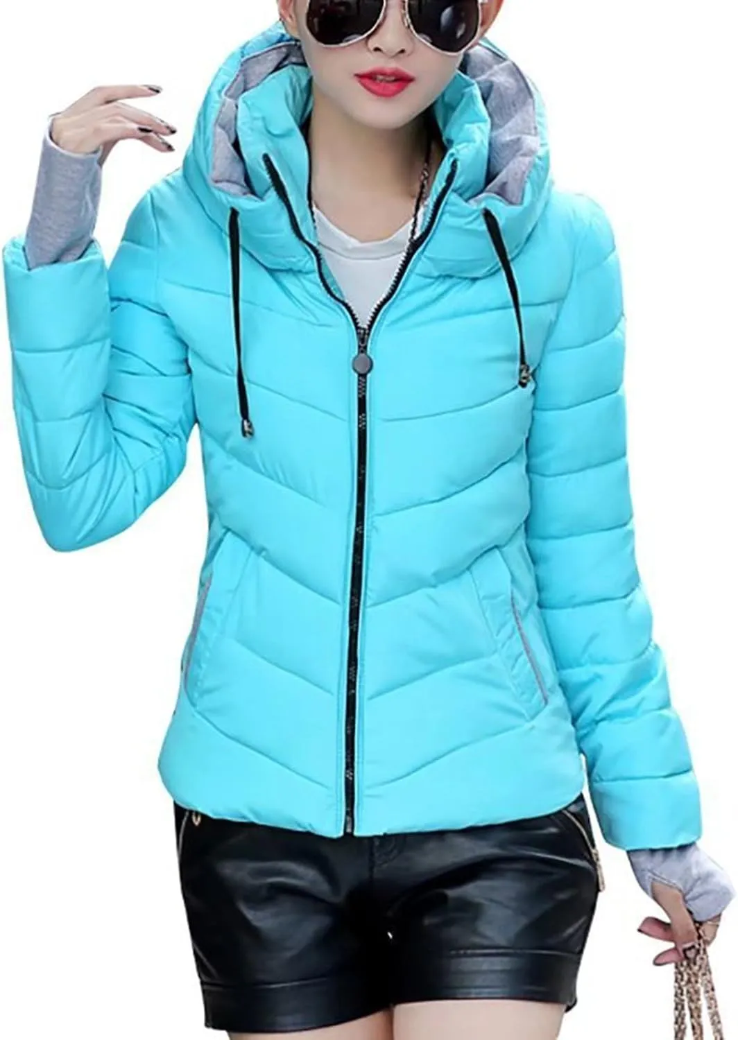 sandbank Women's Winter Parka Jacket Warm Stand Collar Cotton Quilted Down Coat