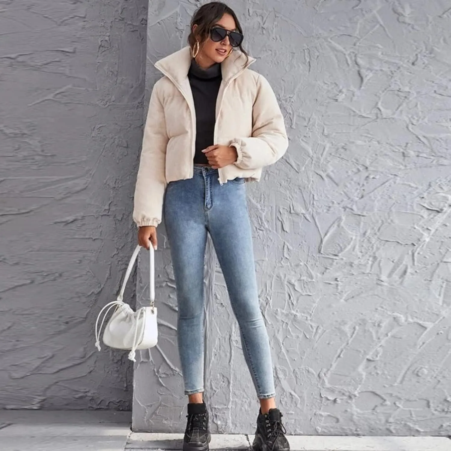 sandbank Women's Winter Parka Jacket Warm Stand Collar Cotton Quilted Down Coat